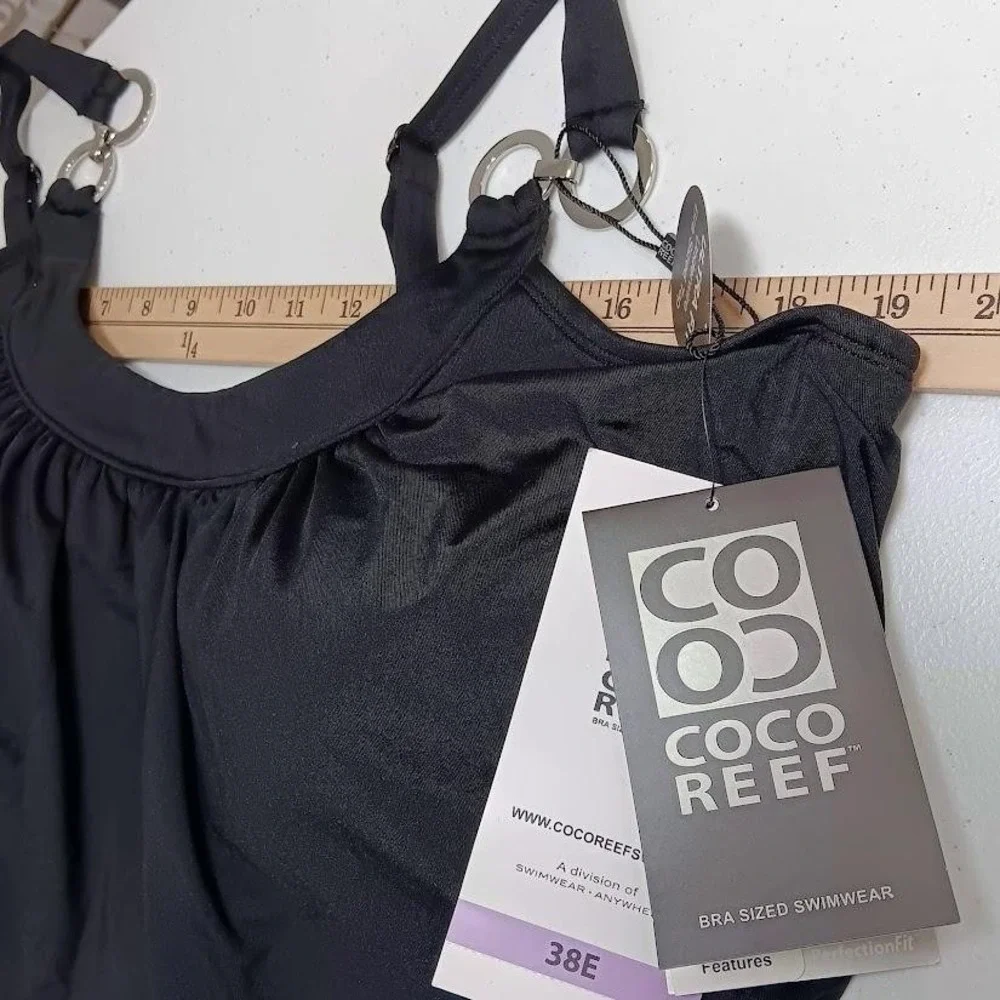 Coco Reef Tankini Top Womens 38E Gray Ultra Fit Bra Sized Underwire Padded Swim - Picture 8 of 8